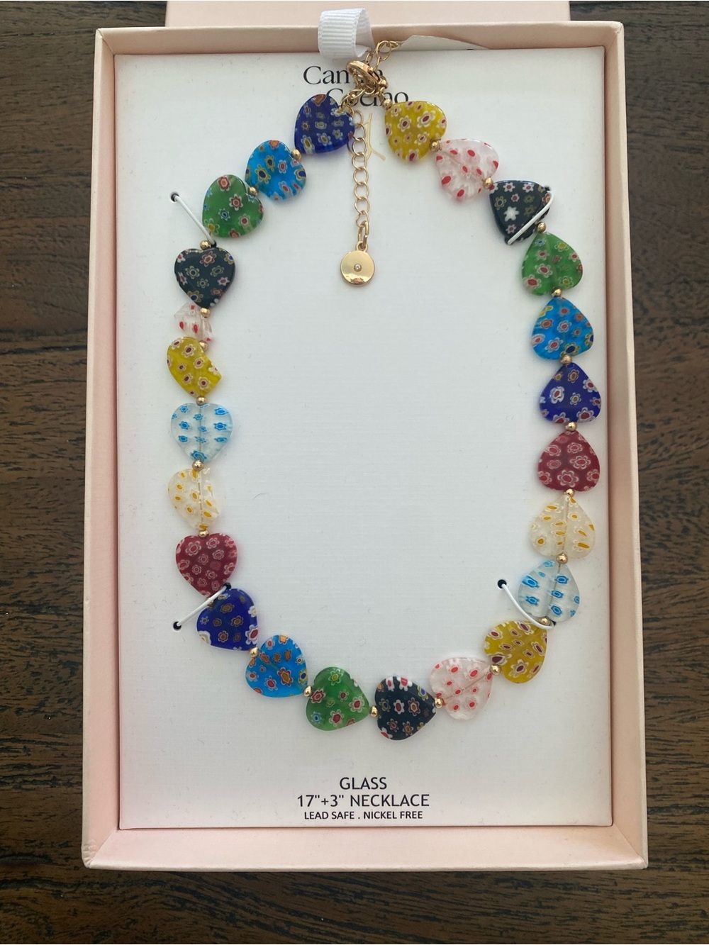 Camila Coelho Multicolor Heart Necklace - Gold Tone Chain